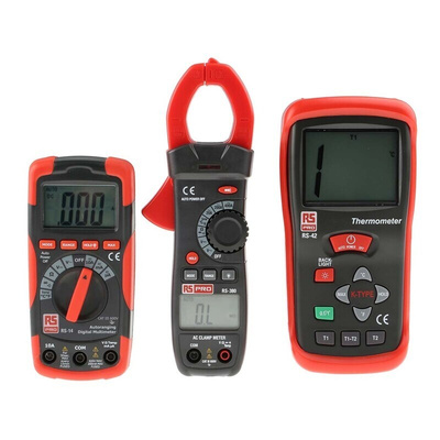 RS PRO RS14 Digital Multimeter, RS380 Clampmeter, RS42 Digital Thermometer Multimeter Kit