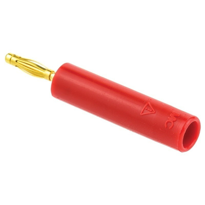 Staubli Red, Male to Female Test Connector Adapter With Brass contacts and Gold Plated - Socket Size: 4mm