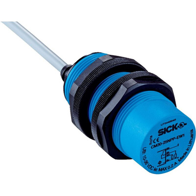 Sick CM Series Capacitive Barrel-Style Proximity Sensor, M30 x 1.5, 4 → 25 mm Detection, NPN Output, 10 →