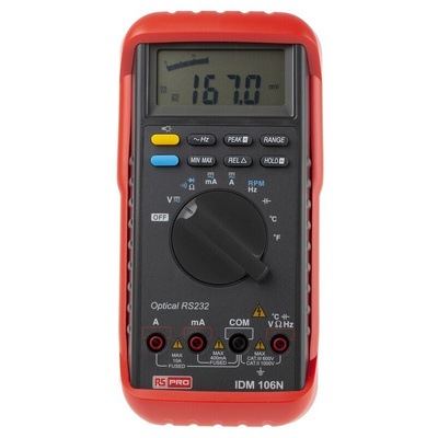 RS PRO IDM106N Handheld Digital Multimeter, True RMS, 10A ac Max, 10A dc Max, 1000V ac Max