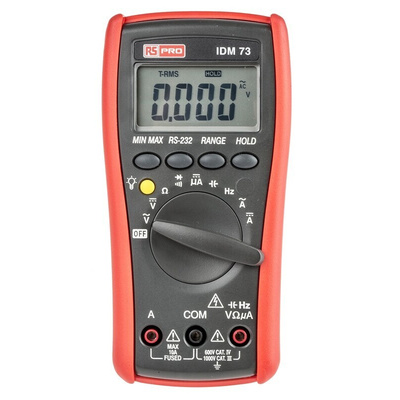 RS PRO IDM73 Handheld Digital Multimeter, True RMS, 10A ac Max, 10A dc Max, 750V ac Max