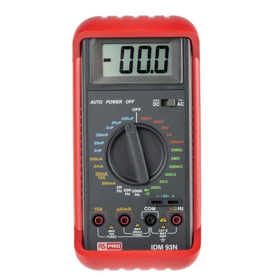 RS PRO IDM93N Handheld Digital Multimeter, 10A ac Max, 10A dc Max, 600V ac Max