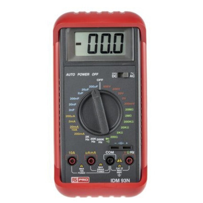 RS PRO IDM93M Handheld Digital Multimeter, 10A ac Max, 10A dc Max, 600V ac Max - RS Calibrated