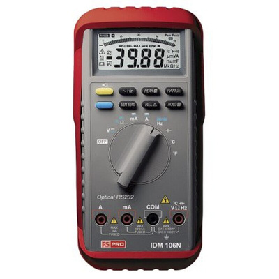 RS PRO IDM106N Handheld Digital Multimeter, True RMS, 10A ac Max, 10A dc Max, 1000V ac Max - RS Calibrated