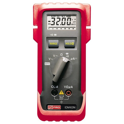 RS PRO IDM63N Handheld Digital Multimeter, 3mA dc Max, 600V ac Max - UKAS Calibrated