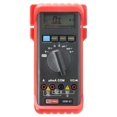 RS PRO IDM67 Handheld Digital Multimeter, 10A ac Max, 10A dc Max, 600V ac Max - UKAS Calibrated
