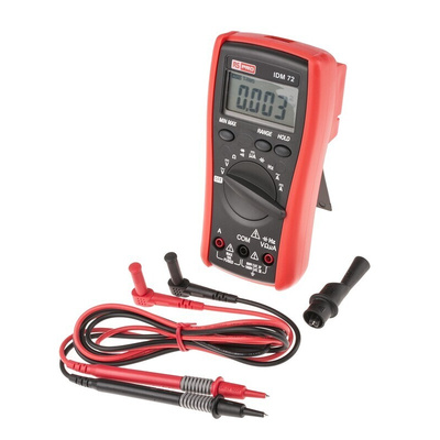RS PRO IDM72 Handheld Digital Multimeter, True RMS, 10A ac Max, 10A dc Max, 750V ac Max - UKAS Calibrated