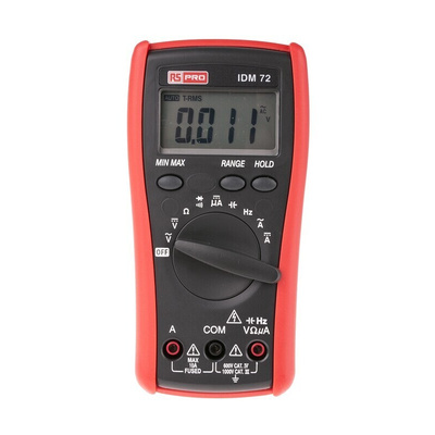 RS PRO IDM72 Handheld Digital Multimeter, True RMS, 10A ac Max, 10A dc Max, 750V ac Max - UKAS Calibrated