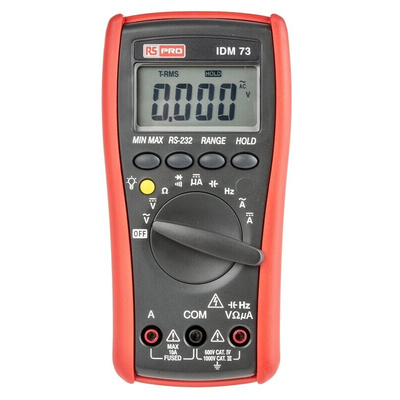RS PRO IDM73 Handheld Digital Multimeter, True RMS, 10A ac Max, 10A dc Max, 750V ac Max - UKAS Calibrated