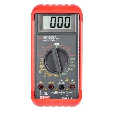 RS PRO IDM91E Handheld Digital Multimeter, 10A ac Max, 10A dc Max, 600V ac Max - RS Calibrated