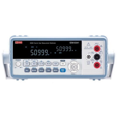 RS PRO IDM8341 Bench Digital Multimeter, True RMS, 10A ac Max, 10A dc Max, 750V ac Max - UKAS Calibrated