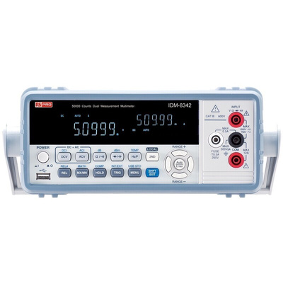 RS PRO IDM8342 Bench Digital Multimeter, True RMS, 10A ac Max, 10A dc Max, 750V ac Max - UKAS Calibrated