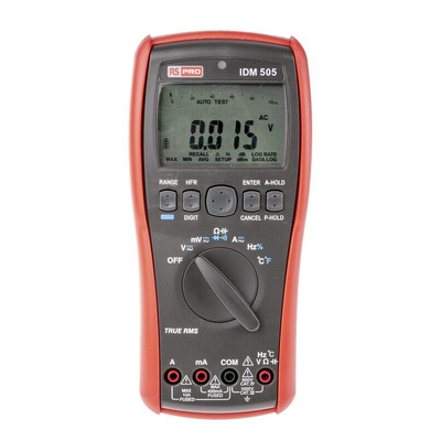 RS PRO IDM505 Handheld Digital Multimeter, True RMS, 10A ac Max, 10A dc Max, 1000V ac Max - RS Calibrated