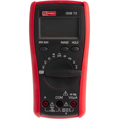 RS PRO IDM72 Handheld Digital Multimeter, True RMS, 10A ac Max, 10A dc Max, 750V ac Max