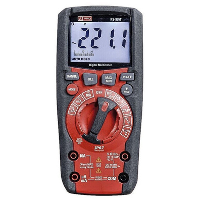 RS PRO RS-965T Handheld Digital Multimeter, True RMS, 10A ac Max, 10A dc Max, 1000V ac Max - UKAS Calibrated