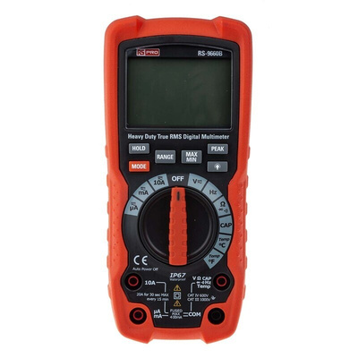 RS PRO RS-9660B Handheld Digital Multimeter, True RMS, 10A ac Max, 10A dc Max, 1000V ac Max