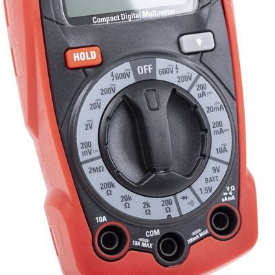 RS PRO RS-600 Handheld Digital Multimeter, 10A ac Max, 10A dc Max, 600V ac Max - UKAS Calibrated