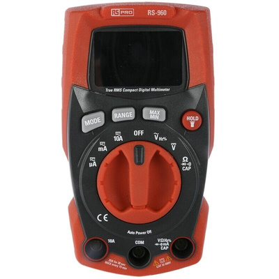 RS PRO RS-960 Handheld Digital Multimeter, True RMS, 10A ac Max, 10A dc Max, 600V ac Max - UKAS Calibrated