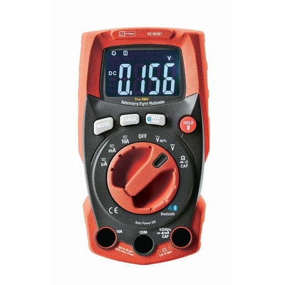 RS PRO RS-960BT Handheld Digital Multimeter, True RMS, 10A ac Max, 10A dc Max, 600V ac Max