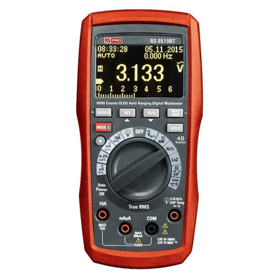 RS PRO RS-9519BT Handheld Digital Multimeter, 10A ac Max, 10A dc Max, 1000V ac Max - UKAS Calibrated