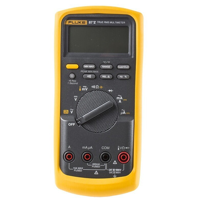 Fluke 87V Handheld Digital Multimeter, True RMS, 10A ac Max, 10A dc Max, 1000V ac Max