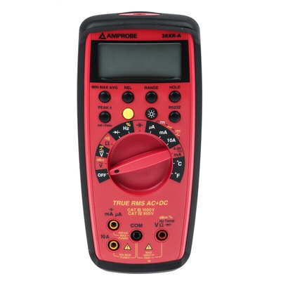 Amprobe 38XRA Handheld Digital Multimeter, True RMS, 10A ac Max, 10A dc Max, 750V ac Max