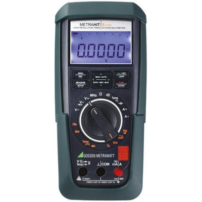 Gossen Metrawatt METRAHIT PM XTRA Handheld Digital Multimeter, True RMS, 10A ac Max, 10A dc Max, 1000V ac Max