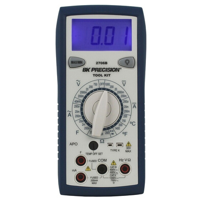 BK Precision BK2706B Handheld Digital Multimeter, 200mA ac Max, 200mA dc Max, 750V ac Max - RS Calibrated