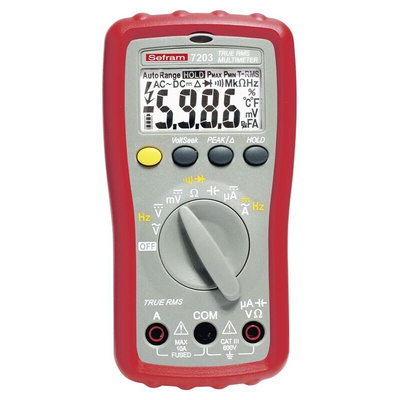 Sefram 7203 Handheld Digital Multimeter, True RMS, 10A ac Max, 10A dc Max, 600V ac Max