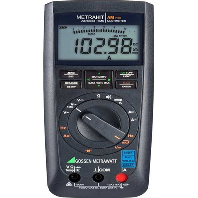 Gossen Metrawatt METRAHIT AM PRO Handheld Digital Multimeter, True RMS, 10A ac Max, 10A dc Max, 1000V ac Max