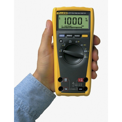 Fluke 177 Handheld Digital Multimeter, True RMS, 10A ac Max, 10A dc Max, 1000V ac Max - UKAS Calibrated