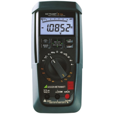 Gossen Metrawatt METRAHIT AM XTRA Handheld Digital Multimeter, True RMS, 10A ac Max, 10A dc Max, 1000V ac Max