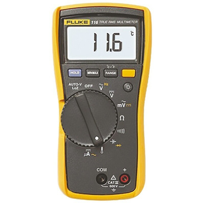 Fluke 116 Handheld Digital Multimeter, True RMS, 600μA ac Max, 600μA dc Max, 600V ac Max