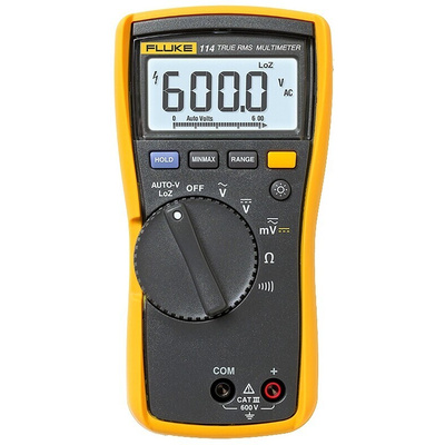 Fluke 114 Handheld Digital Multimeter, True RMS, 600V ac Max