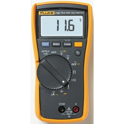 Fluke 116 Handheld Digital Multimeter, True RMS, 600μA ac Max, 600μA dc Max, 600V ac Max - UKAS Calibrated