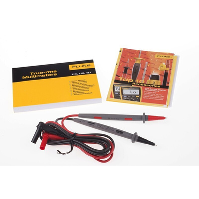 Fluke 117 Handheld Digital Multimeter, True RMS, 10A ac Max, 10A dc Max, 600V ac Max - RS Calibrated