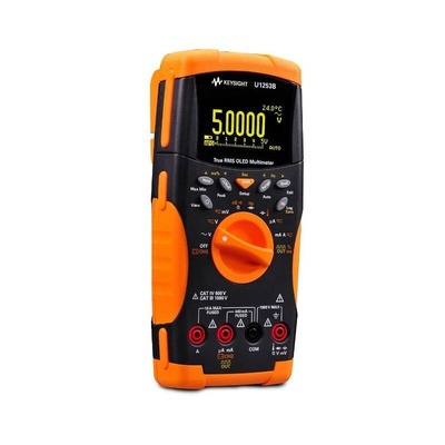 Keysight Technologies U1253B Handheld Digital Multimeter, True RMS, 10A ac Max, 10A dc Max, 1000V ac Max