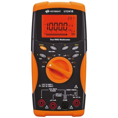 Keysight Technologies U1241B Handheld Digital Multimeter, True RMS, 10A ac Max, 10A dc Max, 1000V ac Max - UKAS