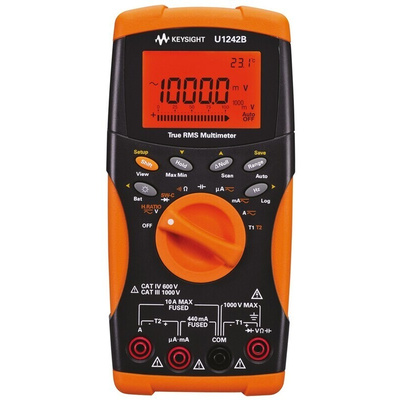 Keysight Technologies U1242B Handheld Digital Multimeter, True RMS, 10A ac Max, 10A dc Max, 1000V ac Max - RS Calibrated