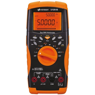 Keysight Technologies U1251B Handheld Digital Multimeter, True RMS, 10A ac Max, 10A dc Max, 1000V ac Max - UKAS