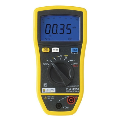 Chauvin Arnoux CA 5231 Handheld Digital Multimeter, True RMS, 600A ac Max, 600A dc Max, 1000V ac Max - UKAS Calibrated
