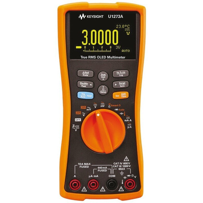 Keysight Technologies U1273A Handheld Digital Multimeter, True RMS, 10A ac Max, 10A dc Max, 1000V ac Max - RS Calibrated