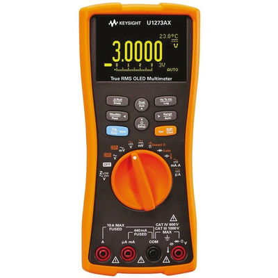 Keysight Technologies U1273A Handheld Digital Multimeter, True RMS, 10A ac Max, 10A dc Max, 1000V ac Max - UKAS
