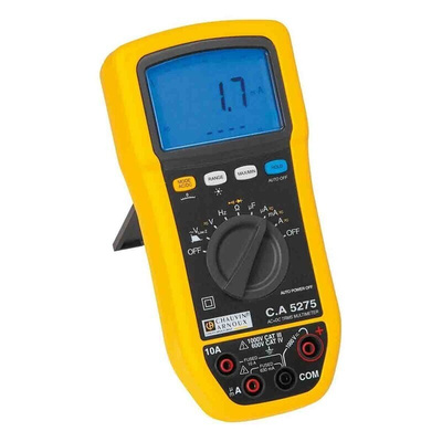 Chauvin Arnoux CA 5275 Handheld Digital Multimeter, True RMS, 10A ac Max, 10A dc Max, 1000V ac Max