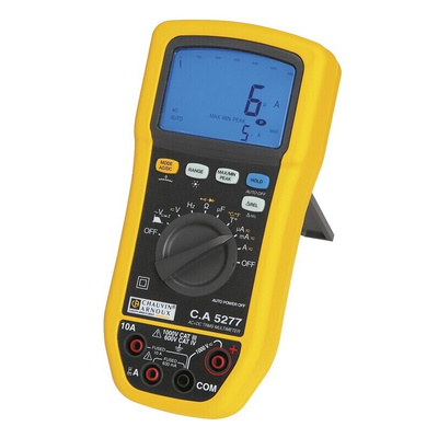 Chauvin Arnoux CA 5277 Handheld Digital Multimeter, True RMS, 10A ac Max, 10A dc Max, 1000V ac Max - UKAS Calibrated