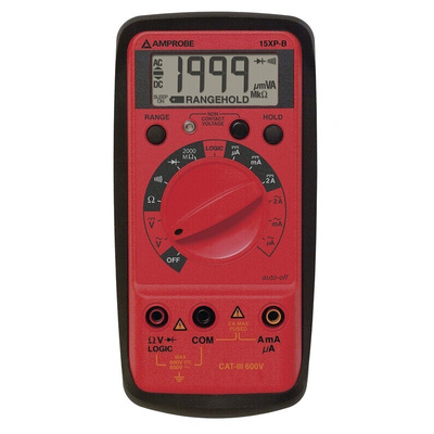 Amprobe 15XPB Handheld Digital Multimeter, 2A ac Max, 2A dc Max, 600V ac Max - UKAS Calibrated