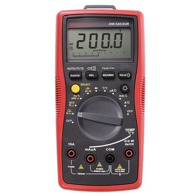 Amprobe AM-540-EUR Handheld Digital Multimeter, 10A ac Max, 10A dc Max, 1000V ac Max