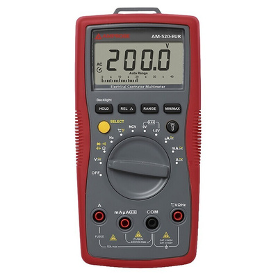Amprobe AM-520-EUR Handheld Digital Multimeter, 10A ac Max, 10A dc Max, 750V ac Max - UKAS Calibrated