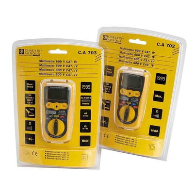 Chauvin Arnoux CA 703 Handheld Digital Multimeter, 200mA ac Max, 200mA dc Max, 600V ac Max