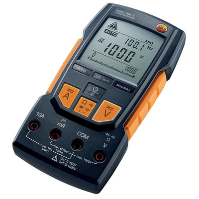 Testo 760-3 Handheld Digital Multimeter, True RMS, 10A ac Max, 10A dc Max, 1000V ac Max - RS Calibrated